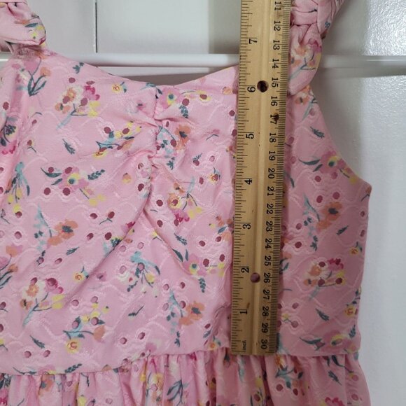 TAHARI Girls SZ 4 Pink Floral Eyelet Sundress Summer Spring - Picture 6 of 11